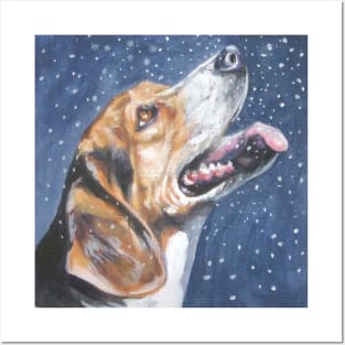 Beagle Christmas Fine Art Painting Posters and Art